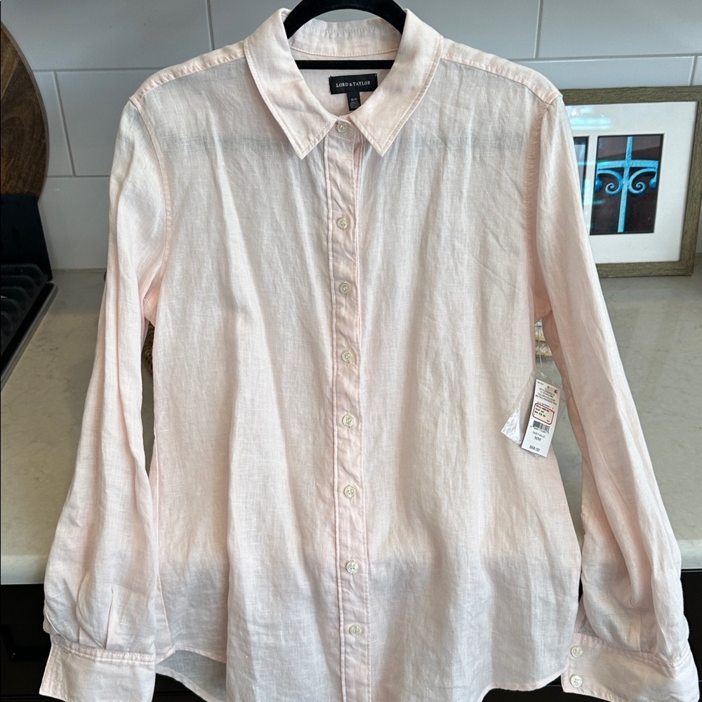 Lauren Ralph Lauren linen Pale Pink Blouse NWT